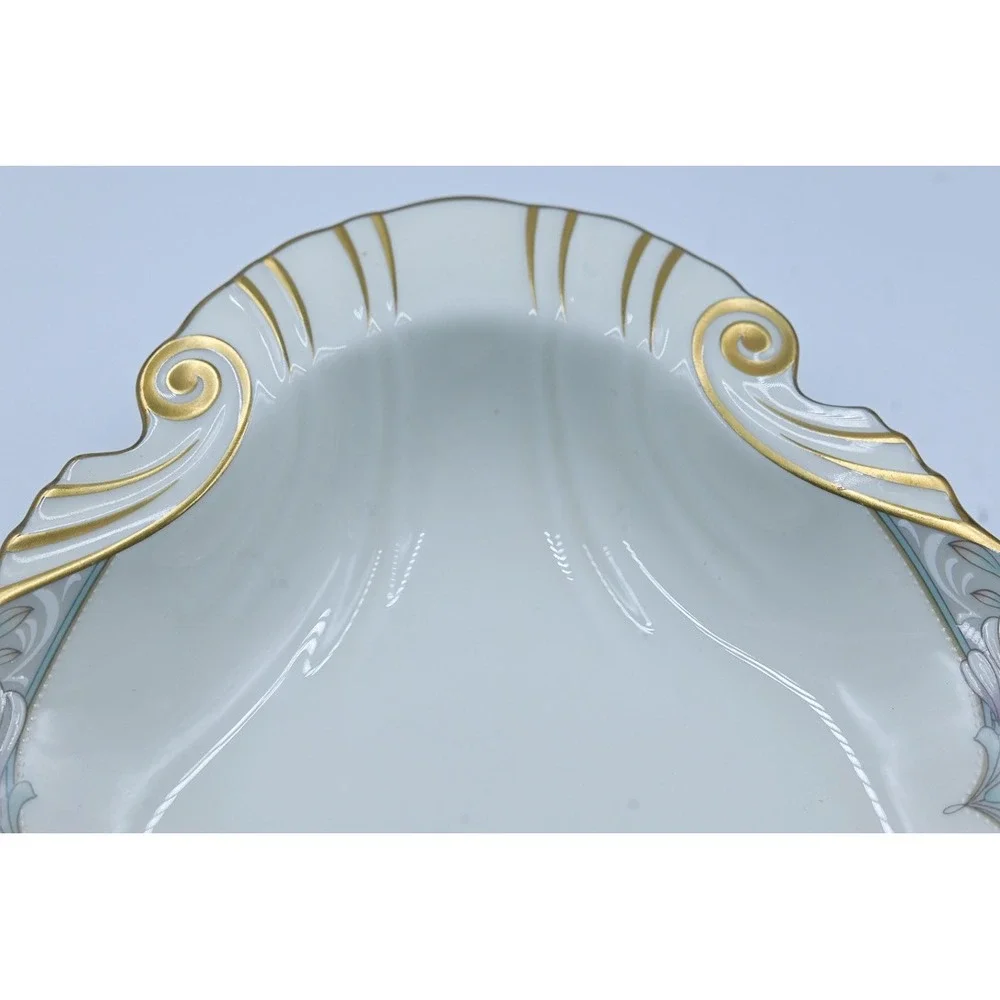 New Noritake Barrymore 9737 Bone China Shell Shaped Dish Gold Trim Floral Japan